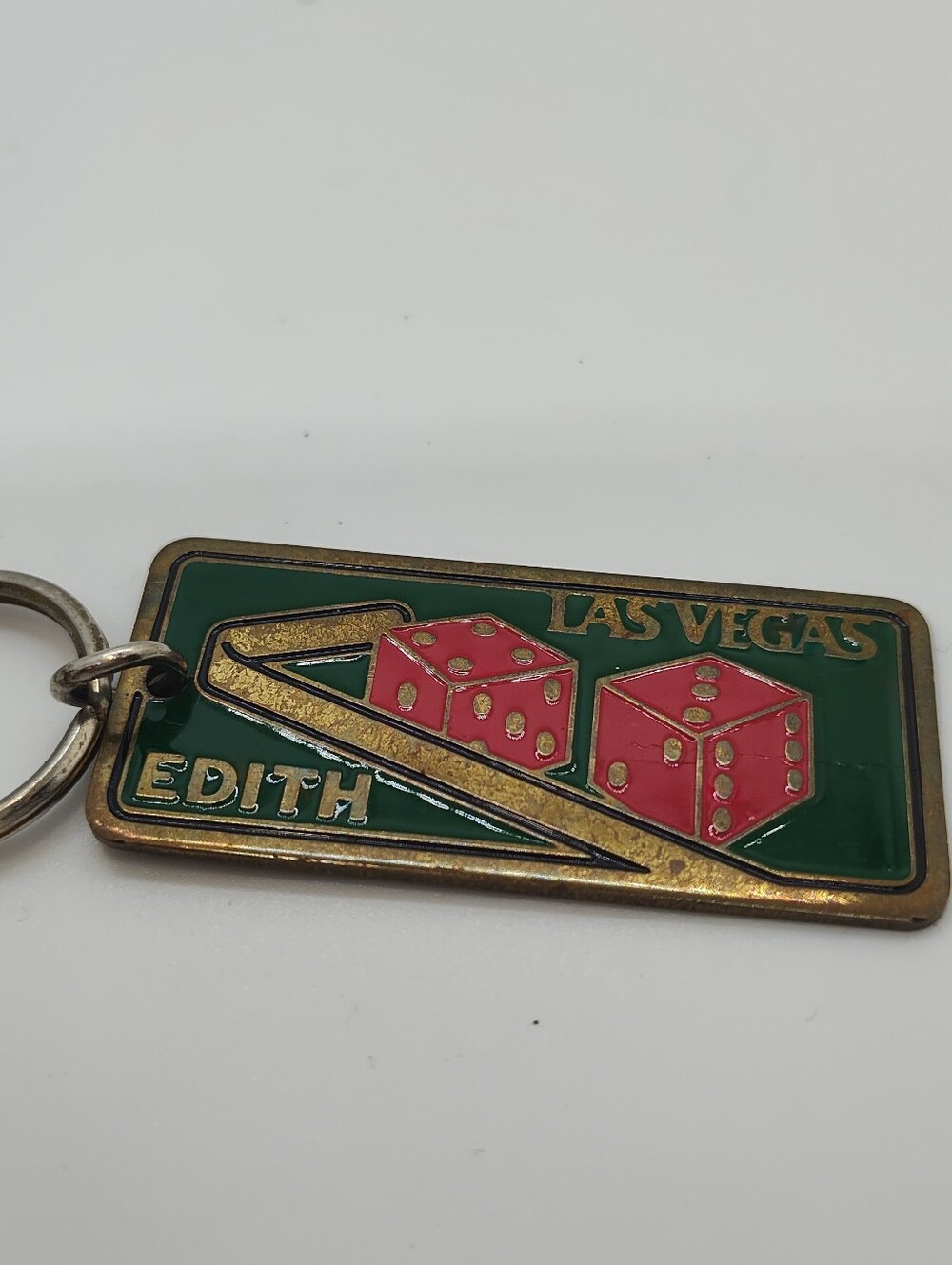Las Vegas Edith Dice Keychain - Green and Red